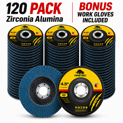 100+20 Pack Flap Discs 40 Grit 4.5'' x 7/8'' Grinding Sanding Wheels Disc Zirconia