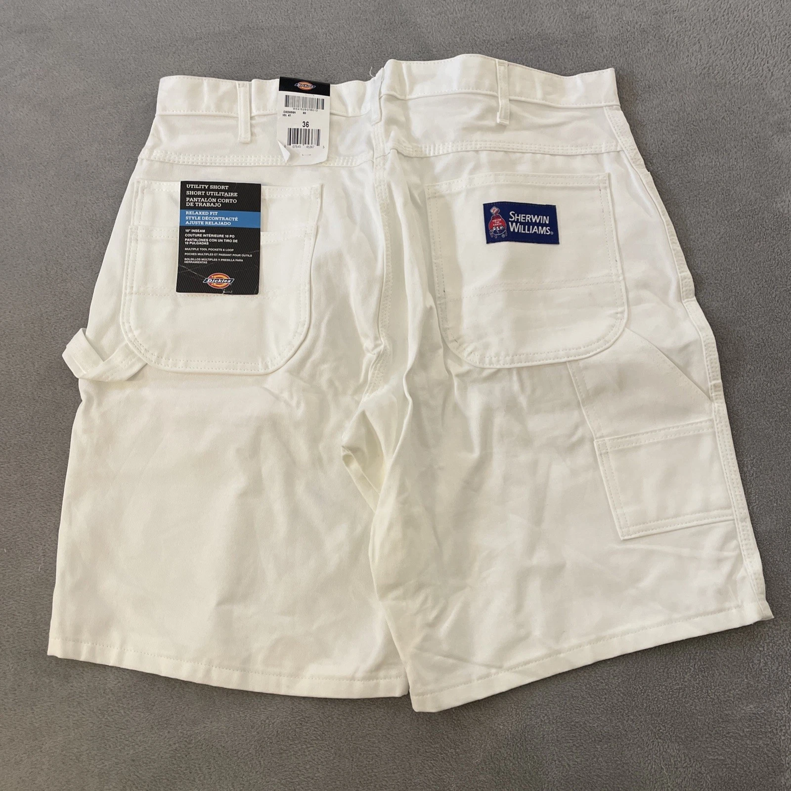 Dickies x Sherwin Williams Carpenter Paint Employee Shorts Men 36 Uniform White