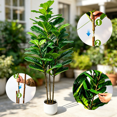 5Ft Faux Fiddle Leaf Fig Tree Polymer Leaves For Living Room Bedroom Decor NEW