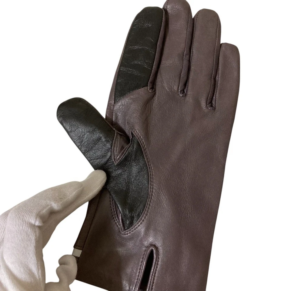 Guantes de cuero en relieve con logotipo de Lanvin en Bleu 9,4"" púrpura para mujer USADOS Foto 3 de 4