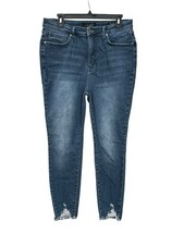 JUDY BLUE Womens Sz 15/32 Skinny Fit Distressed Frayed Hem High Rise Jeans YZ6-6