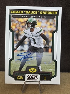 Panini 2023 Score Football Ahmad ''Sauce'' Gardner Signatures Auto #292 Jets