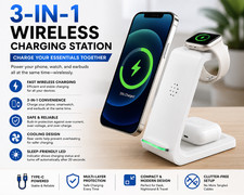 3 In 1 Wireless Charging Station Fast Charger for iPhone Apple Watch AirPods