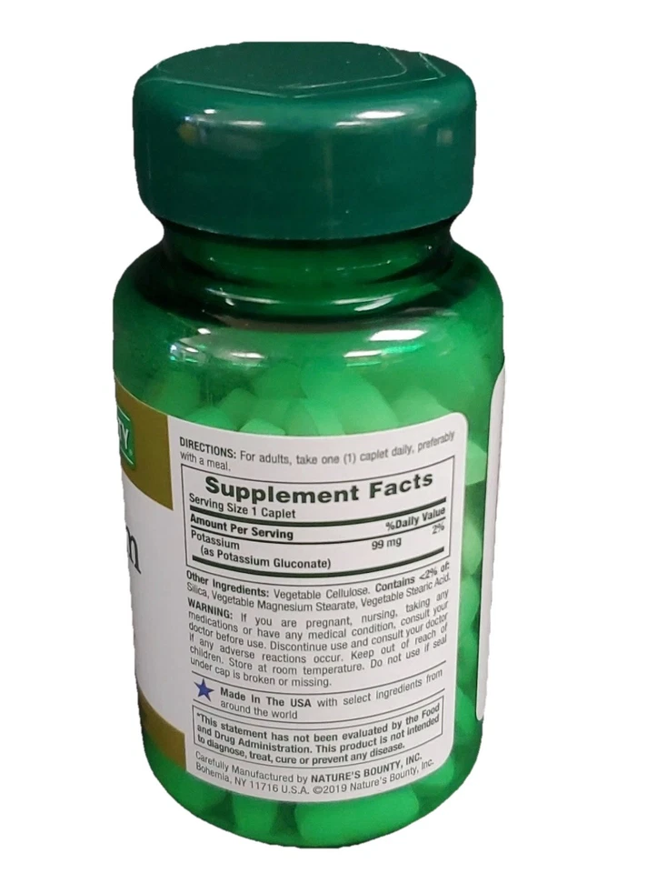 Nature's Bounty Potassium 99Mg Support Fluid Balance 100 Caps Exp 8/26 - Image 2 of 3