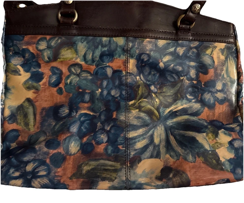 PATRICIA NASH 印花皮革手提包 Poppy Sienna 托特包花卉蓝色带防尘袋 — 第 4/4 张图片