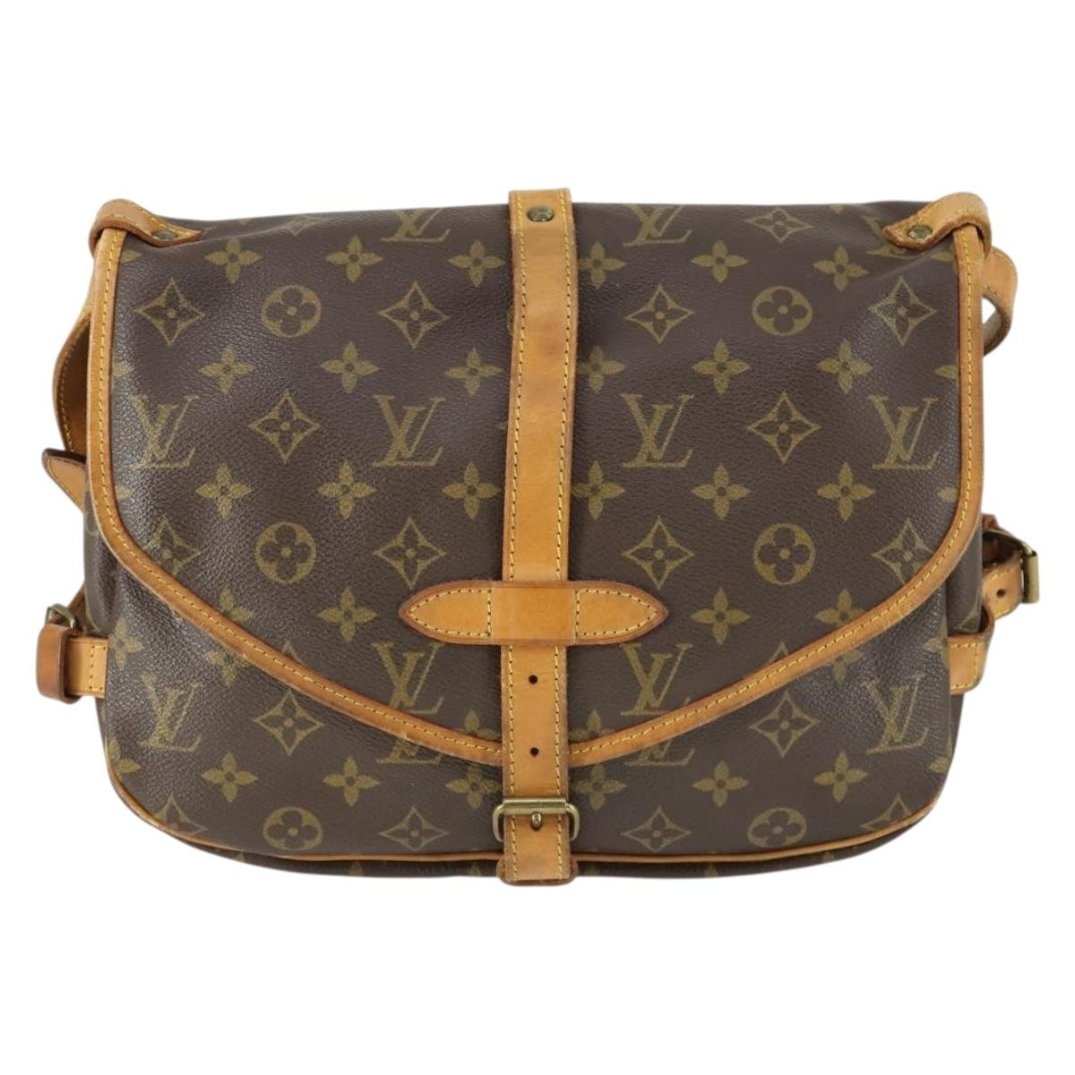 Louis Vuitton Saumur Handbag Monogram Canvas Brown Canvas Shoulder Bag Bag (Pre-Owned)