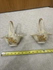 Pair Fenton Hand Painted Glass Baskets – Signed Ellen M. Huger – Vintage