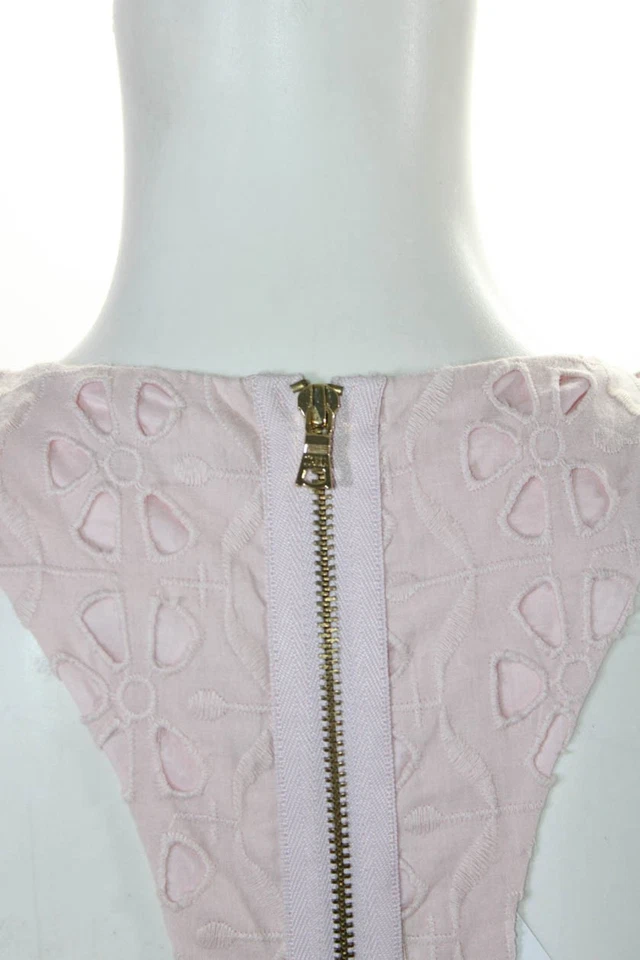 Vestido Ali Ra para mujer de algodón bordado cuello cuadrado sin mangas rosa talla 4 Foto 4 de 4