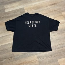 Essentials Fear of God Men's XL Black Cotton Logo Graphic Crew Neck T-Shirt