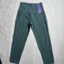 Kirkland Signature Womens Brushed Capri Leggings Teal Green High Waist XS NWT