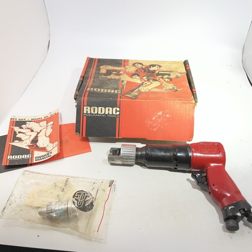 Rodac Pneumatic Air Chisel Hammer Model W/ 5 Bits Includes Oiler Vintage Steel