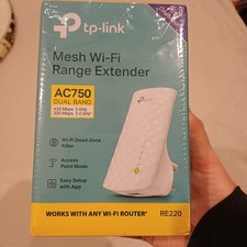 TP-Link RE220 AC750 Dual Band Wi-Fi Range Extender / AP – 2.4 & 5GHz, UK Plug