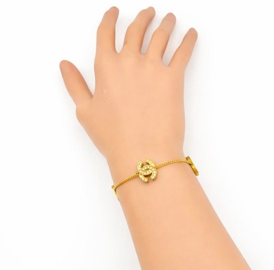 CHANEL Triple CC Logos Rhinestone Bracelet 7