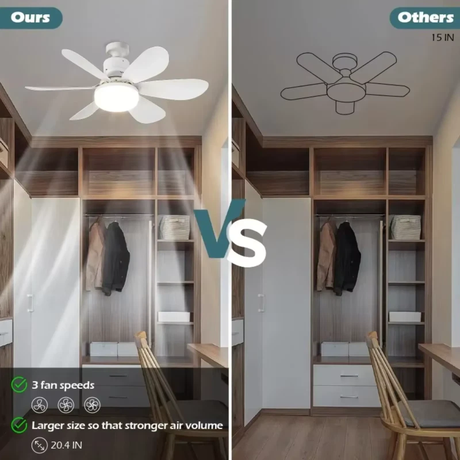 Fan light in room setting