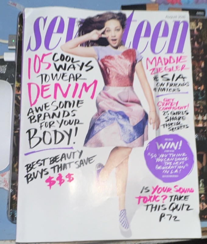 Seventeen Magazine August 2016 Fashion Denim Beauty Quiz Maddie Ziegler Sia