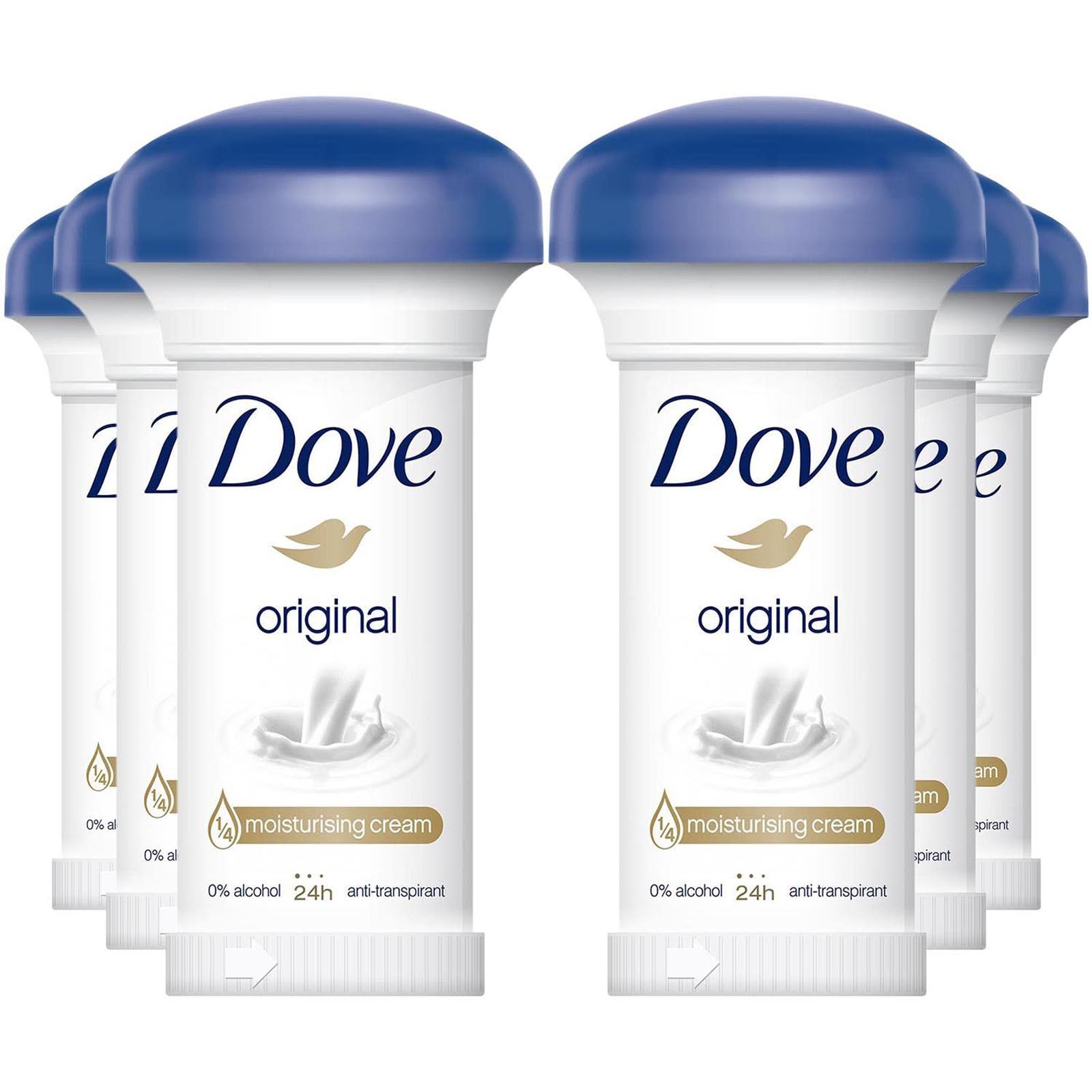 Dove déodorant crème Original anti-transpirant lot de 6 soin douceur 50 ml