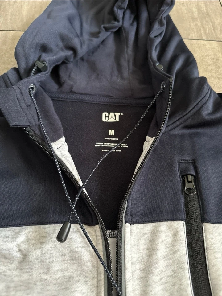 Sudadera con capucha reflectante con cremallera para mujer CAT Caterpillar H20 azul marino/gris talla mediana Foto 2 de 4