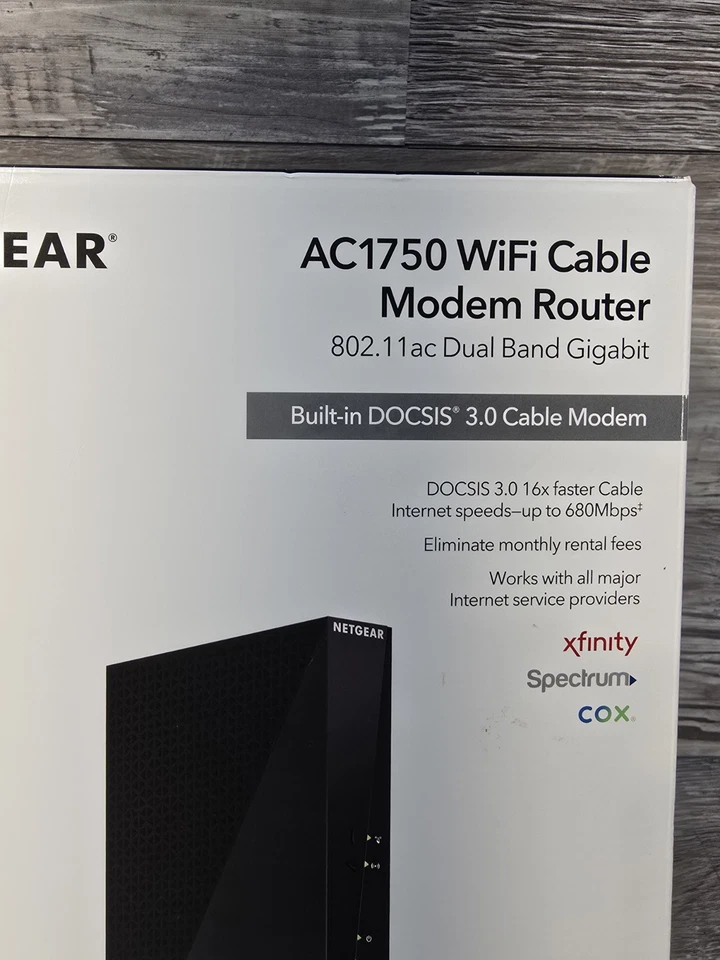 NETGEAR AC1750 C6300 Wi-Fi DOCSIS 3.0 Cable Modem Router In Box Complete - Image 2 of 4