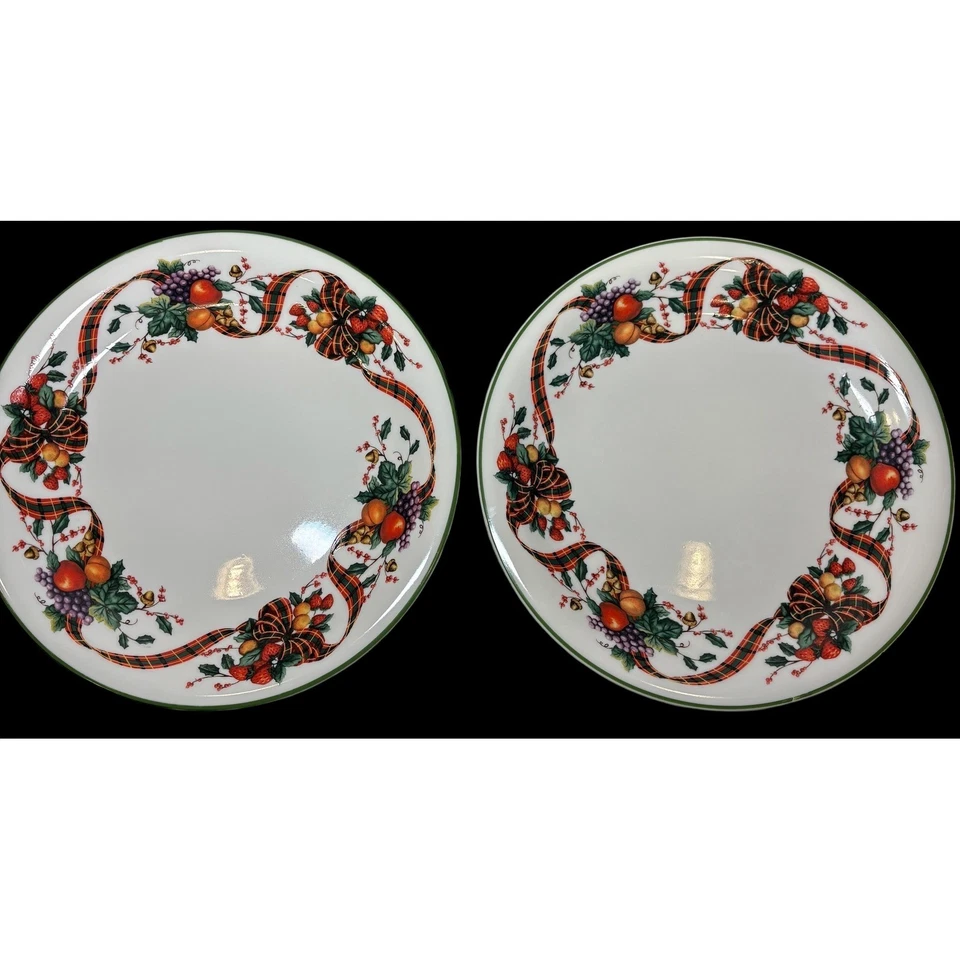4 Platos de Cena William James Gres Fino Navidad 10.5" Fruta JUEGO DE 4 Foto 2 de 4