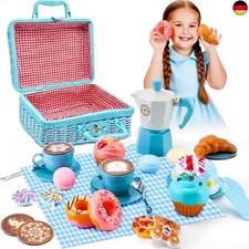 Picknickkorb Kinder,Picknick Set mit Decke, Schneidbarer Kuchen,Spielzeug