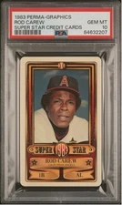 1983 Perma-Graphics Rod Carew Super Star Credit Cards PSA 10 GEM MT HOF Angels