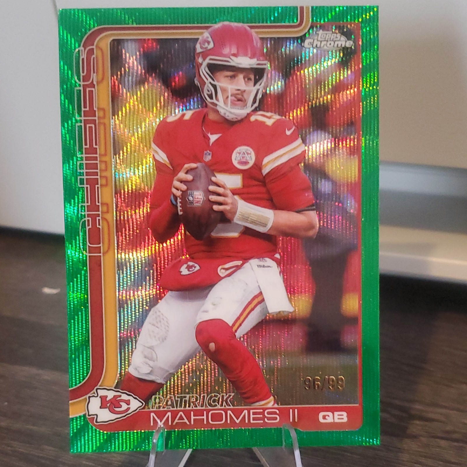 2025 Topps Chrome Football Patrick Mahomes II Chiefs #148 Green Wave 96/99