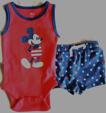DISNEY JUNIOR MICKEY MOUSE RED BLUE WHITE SHORT SET-SIZE 3 MONTH-NEW WITH TAGS