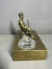 Antique Napoleonic Style Soldier & Musket Figural Bronze Match Safe Old Inkwell — photo 5