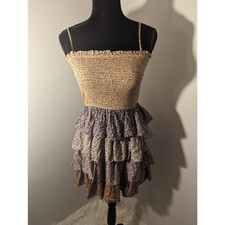 Storia strapless rustic prairie floral ruffled summer dress