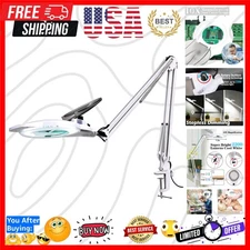 10X LED Magnifying Lamp with Clamp, 2,200 Lumens Dimmable Super Bright Daylig...