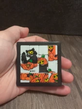 Vintage Halloween Pumpkin Cat Slide Puzzle - OTC  - About 2 1/2 x 2 1/2