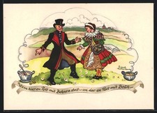 Künstler-AK Liesel Lauterborn: Herr und Dame in Tracht 