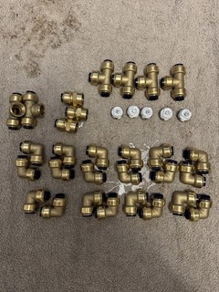 Tectite Fittings 15mm Job Lot Push Fit Elbows Tees 15mm 1/2 Female BSP Brass
