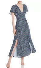 French Connection Eden Frances Maxi Dress 0 Faux Wrap Ditsy Floral Balletcore