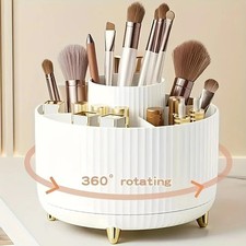 360  Rotating Makeup Organizer Brush Holder Cosmetic Storage Case 5 Compartments