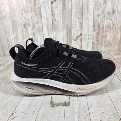 ASICS Gel-Nimbus 25 Mens 10.5 Extra Wide Black White Running Shoes F130923