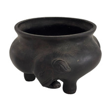 Vintage Chinese Elephant Tripod Vessel Censer Planter with Seal Mark