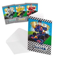 Folat 65098 Formel 1 Einladungskarten - 8 StüCk, Procos-87802, Bunt, Costumes