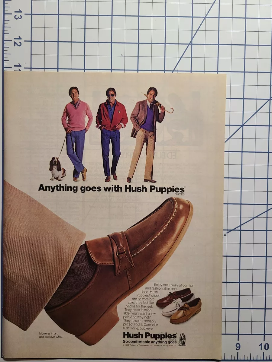 Vintage Print Ad 1983 Hush Puppies Shoes Aything Goes Basset Hound