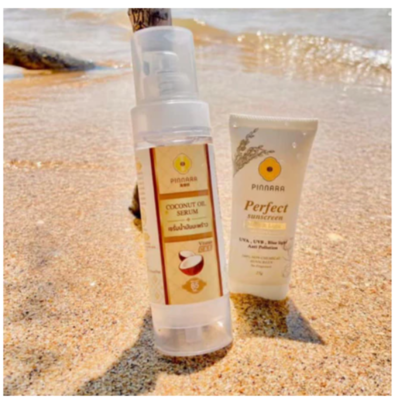 3X Pinnara Coconut Oil Serum Body Skin Hair Vitamin C&E Virgin