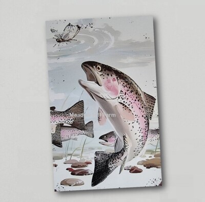 Kühlschrankmagnet Regenbogenforelle Fisch Fliegenfischen Spiel (3)