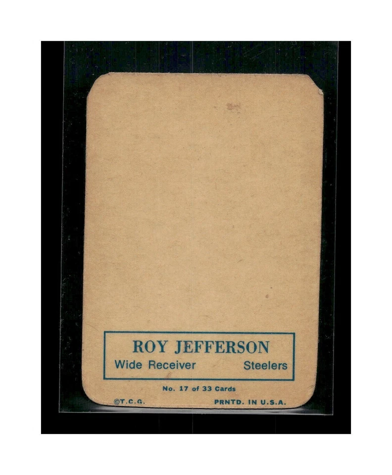 1970 Topps Football Super Glossy Roy Jefferson #17 Pittsburgh Steelers - Image 2 of 2
