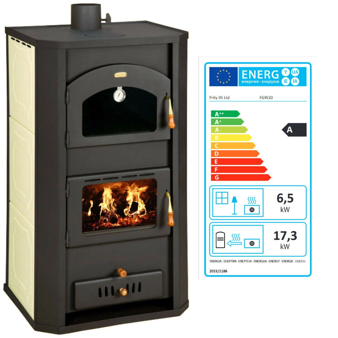 WoodBurning Stove Boiler Oven Cooker Log Burner 6.5 + 17. 3 kw Prity FGW20  | eBay