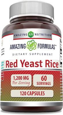 Amazing Formulas Red Yeast Rice 1200Mg Capsules Supplement, Non-Gmo, Gluten Free