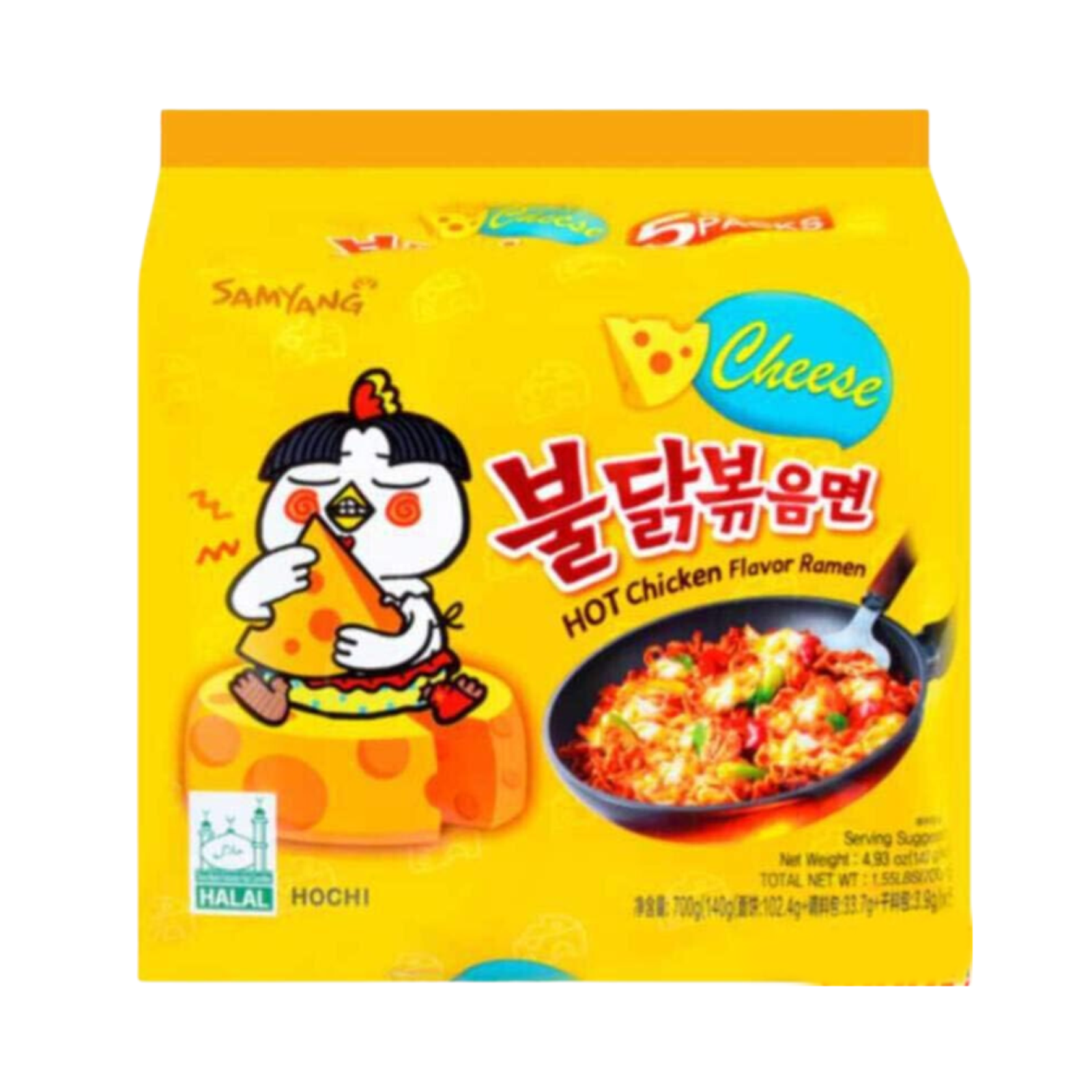 Stir-Fried Ramen Buldak Samyang Fritto Gusto Pollo e Formaggio 5 x 140 g