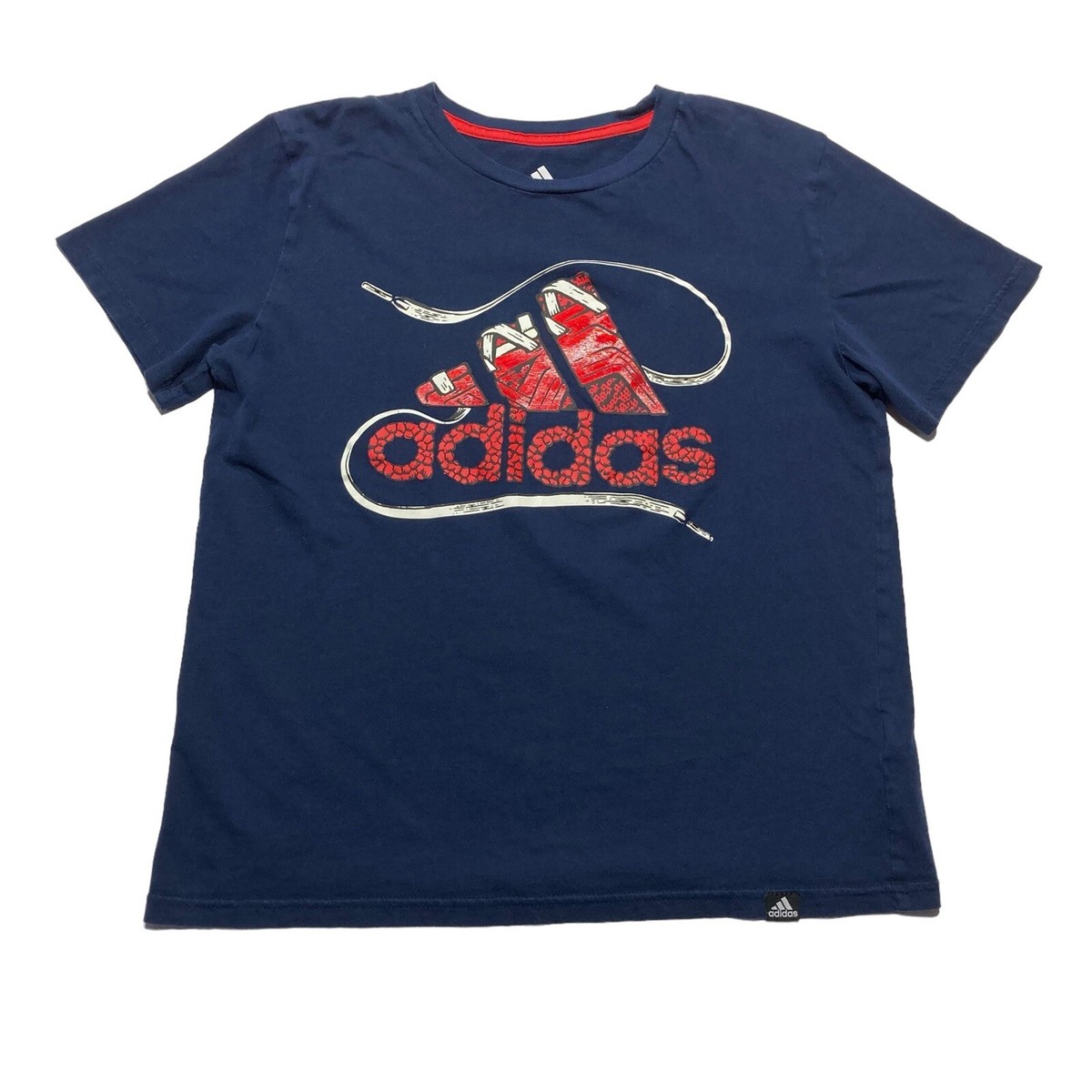 Adidas Blue Laced Up Shoe Graphic Short Sleeve T-Shirt Women's