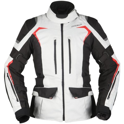 Ladies Motorcycle Jacket 42 - Modeka Elaya Lady - Waterproof Light Grey-Black