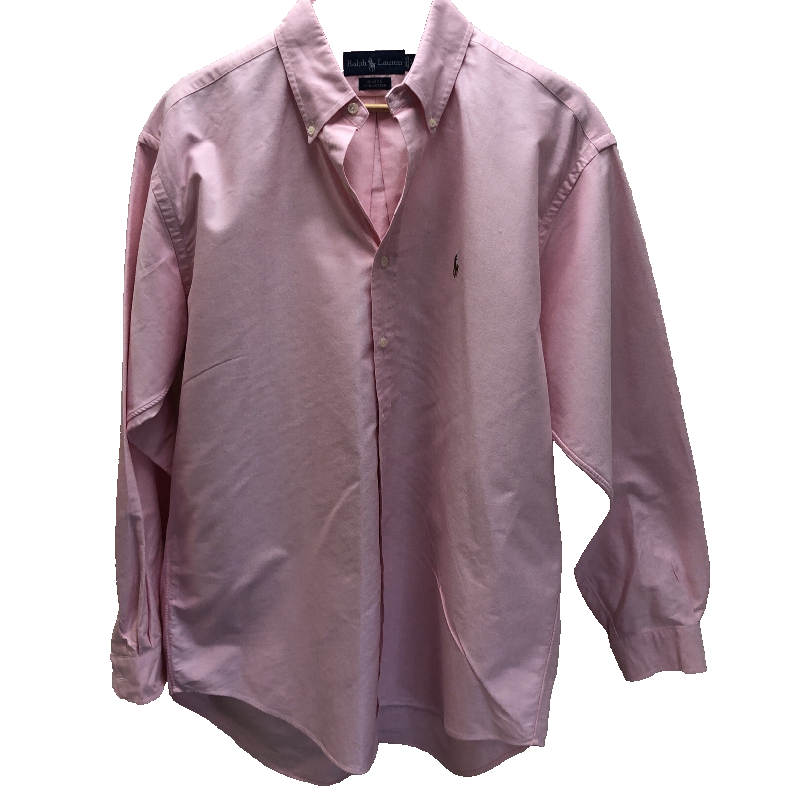 Camicia vintage RALPH LAUREN Blake uomo L rosa carne pony maniche lunghe abbottonata