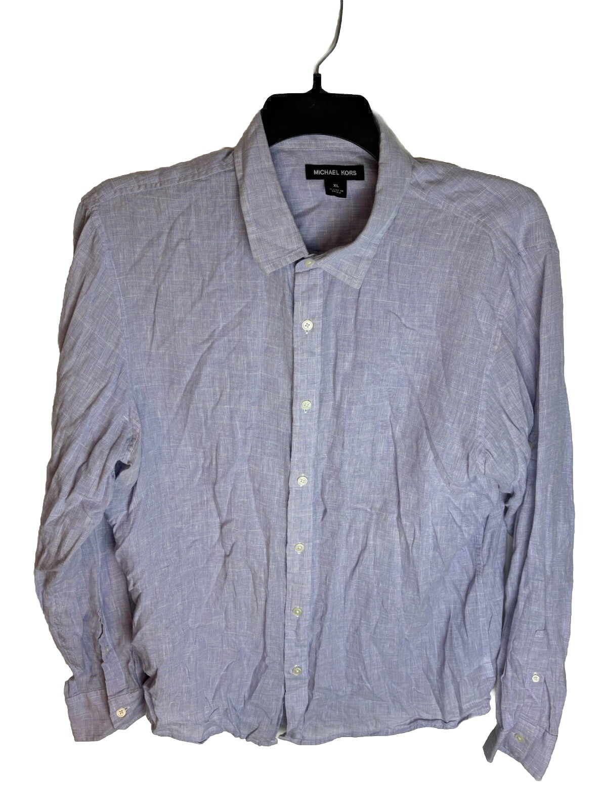Men's MICHAEL KORS Purple Linen Blend Size XL Button Front Shirt