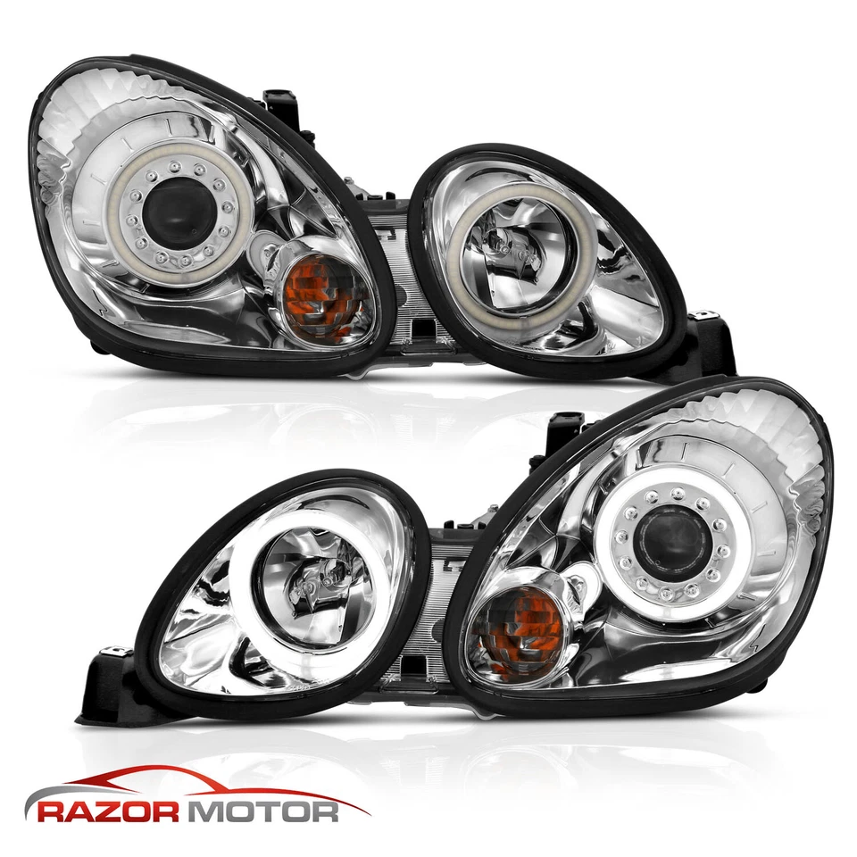 [LED Halo]For 98-05 Lexus GS Sedan GS300/GS400 Projector Chrome Headlights Foto 3 de 4